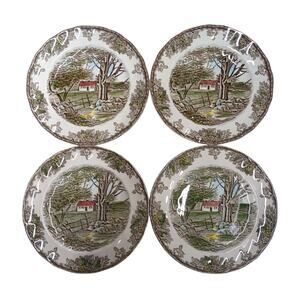 Johnson Bros Brothers The Friendly Village Stone Wall 8.5" Set of 4 Salad Plates